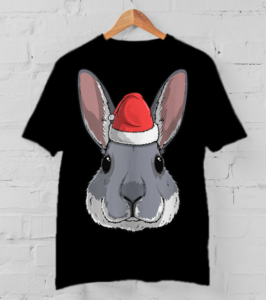 Bunny Rabbit Santa Claus Hat Christmas Xmas Festive Holiday Rabbit T-Shirt