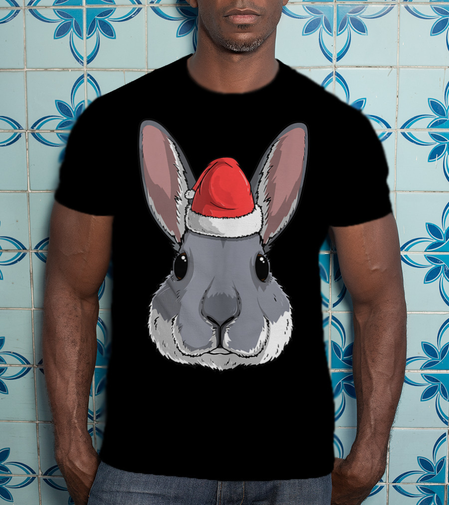 Bunny Rabbit Santa Claus Hat Christmas Xmas Festive Holiday Rabbit T-Shirt