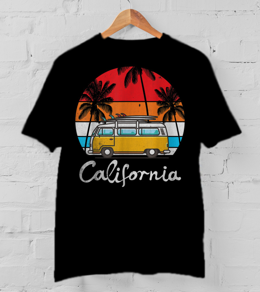 California Surf Van Vintage Sunset Retro T-Shirt