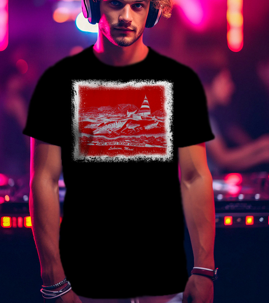 Captain Nemo's Ocean Emporium Lahaina Maui Nautical Adventure Scene T-Shirt