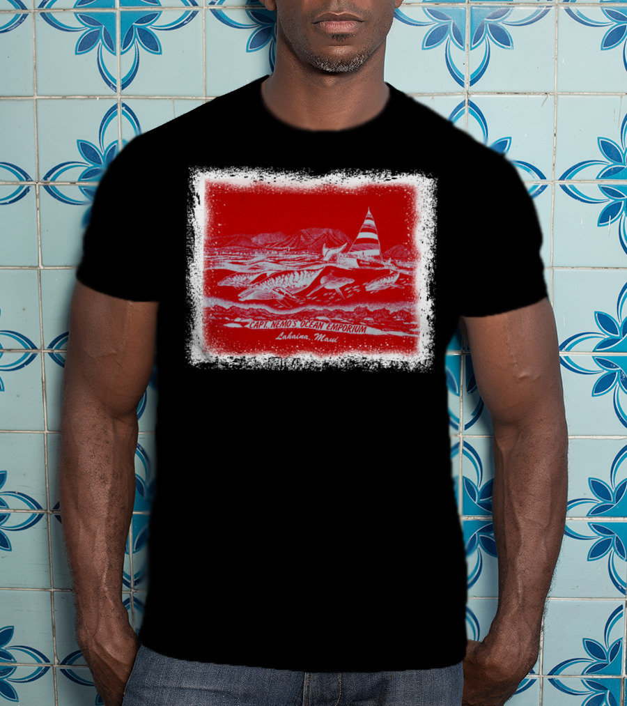 Captain Nemo's Ocean Emporium Lahaina Maui Nautical Adventure Scene T-Shirt