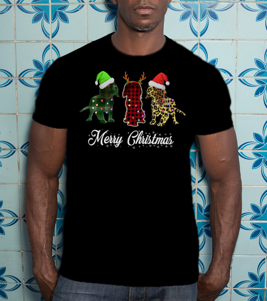 Merry Christmas Cavalier King Charles Spaniel Trio Santa Hats Antlers T-Shirt
