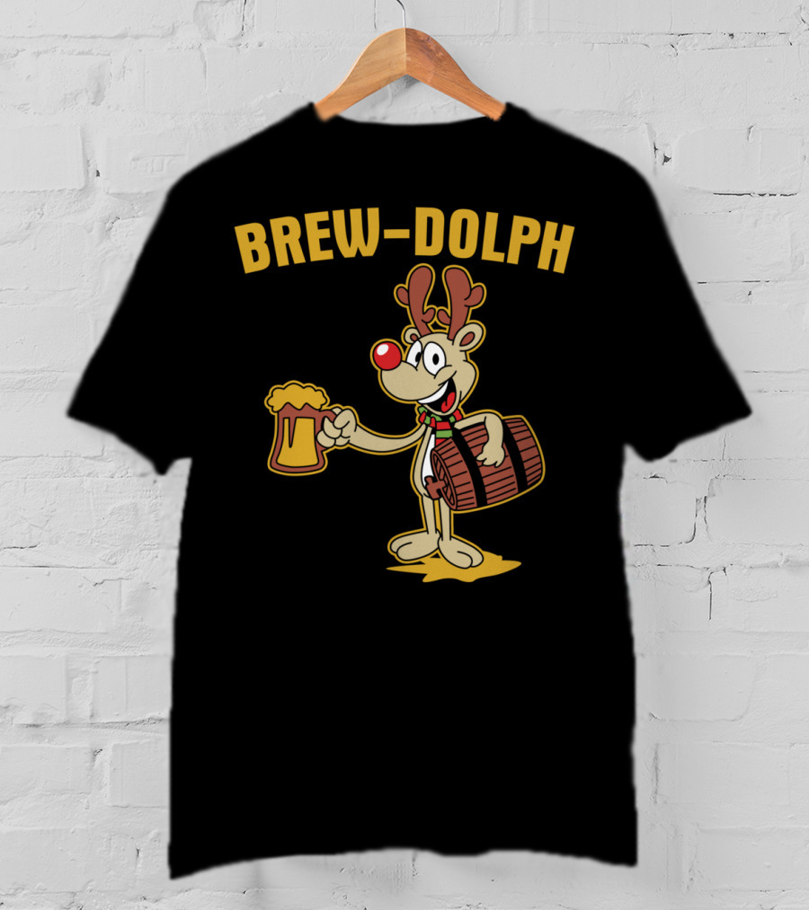 Brewdolph Reindeer Rudolph Christmas Beer Barrel Funny T-Shirt