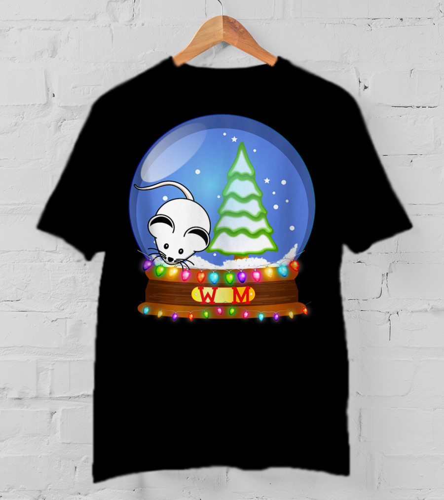 Christmas Snow Globe Santa White Mouse WM Tree T-Shirt