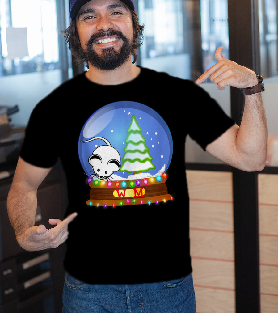 Christmas Snow Globe Santa White Mouse WM Tree T-Shirt