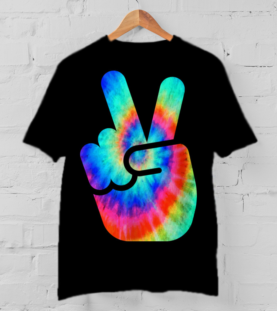 Cool Tie Dye Peace Hand T-Shirt