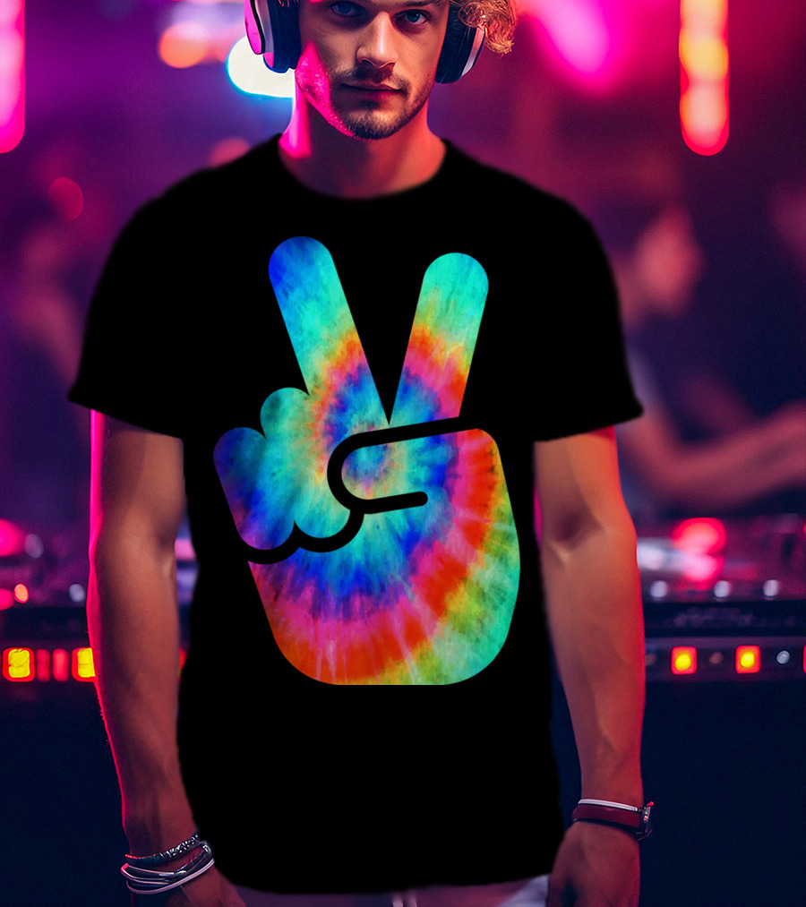 Cool Tie Dye Peace Hand T-Shirt