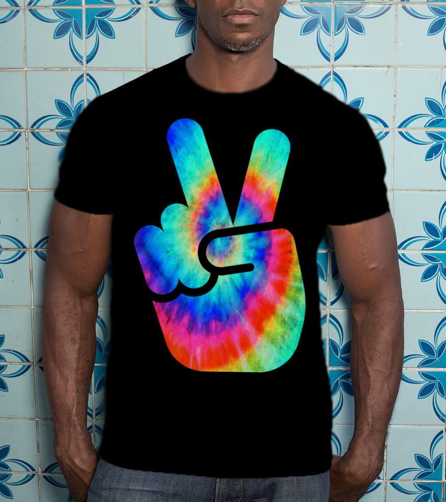 Cool Tie Dye Peace Hand T-Shirt