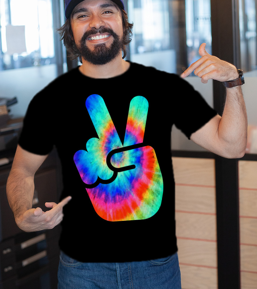 Cool Tie Dye Peace Hand T-Shirt