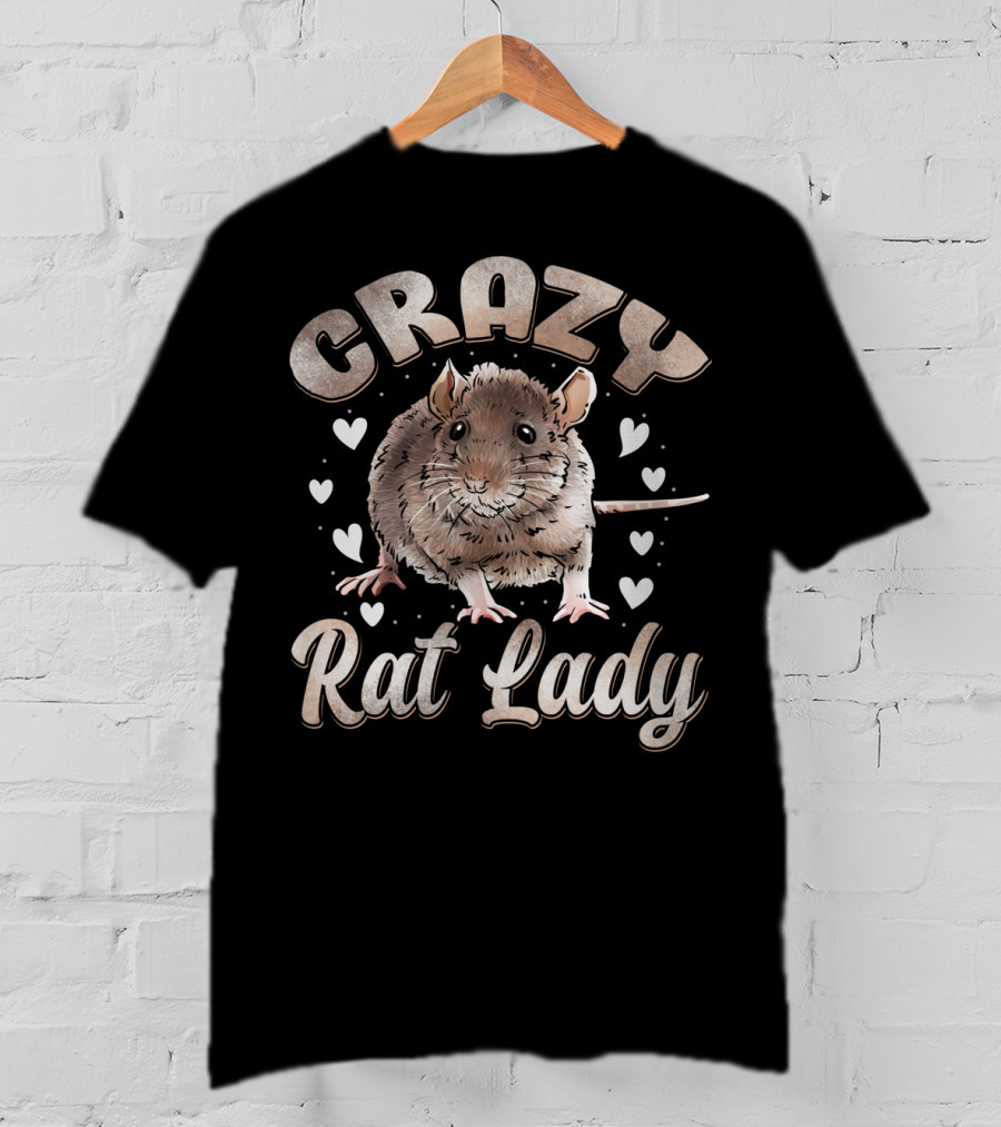 Crazy Rat Lady Heart Rat Mom Mouse Hearts T-Shirt