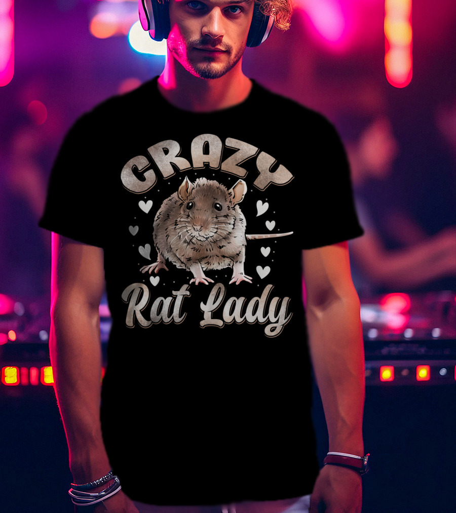 Crazy Rat Lady Heart Rat Mom Mouse Hearts T-Shirt