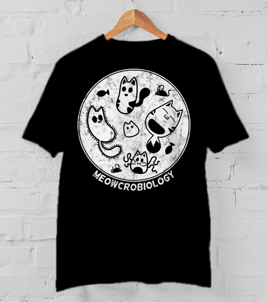 Meowcrobiology Cute Cat Pet Distressed Bacteria Microbiology T-Shirt