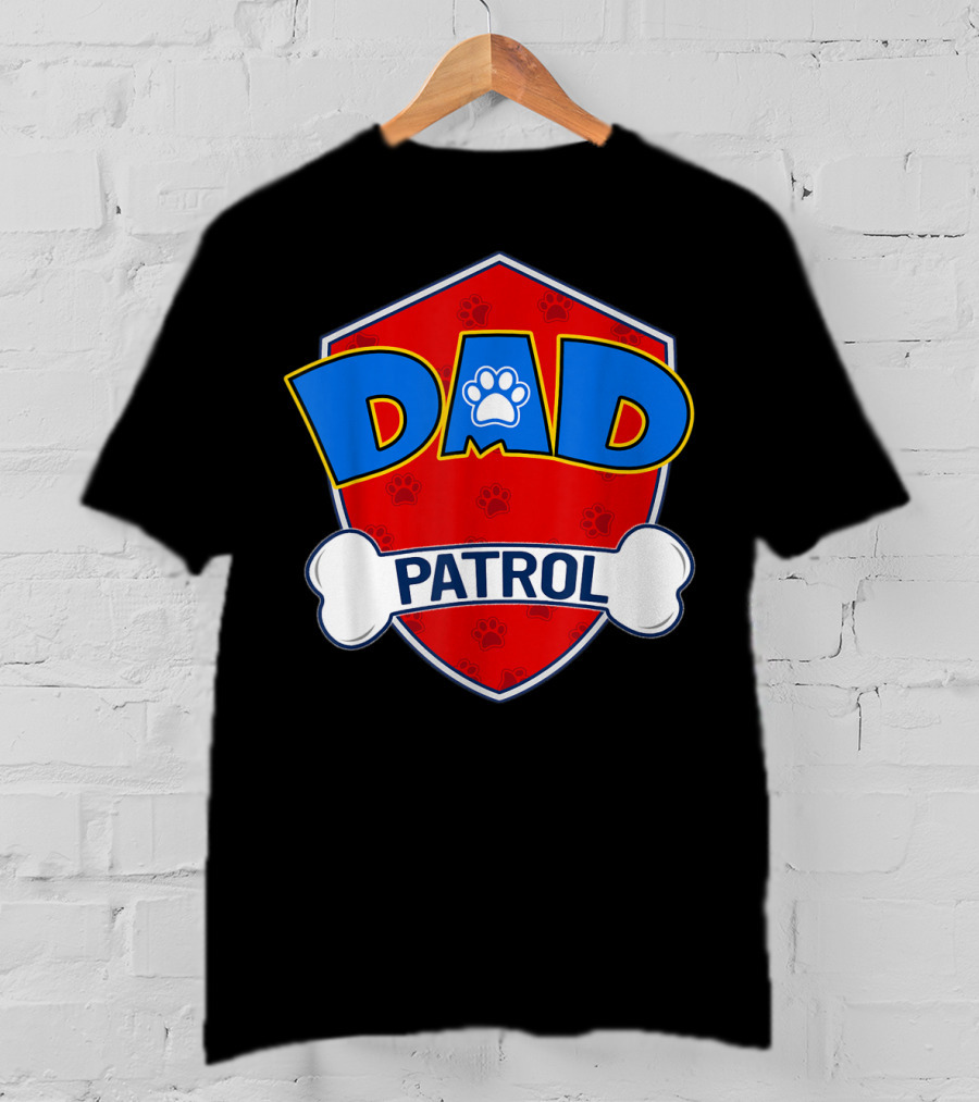 Dad Patrol Paw Print Shield T-Shirt