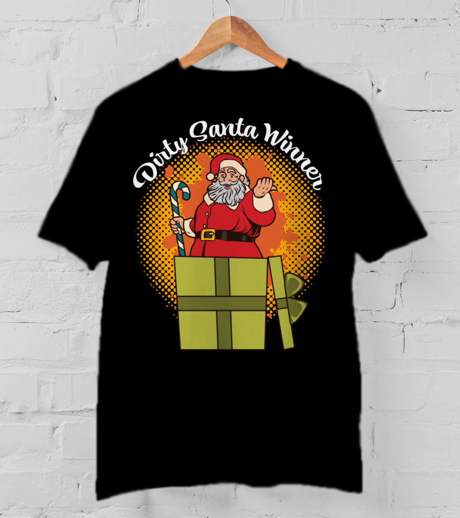 Dirty Santa Winner With Candy Cane And Christmas Gift Box T-Shirt