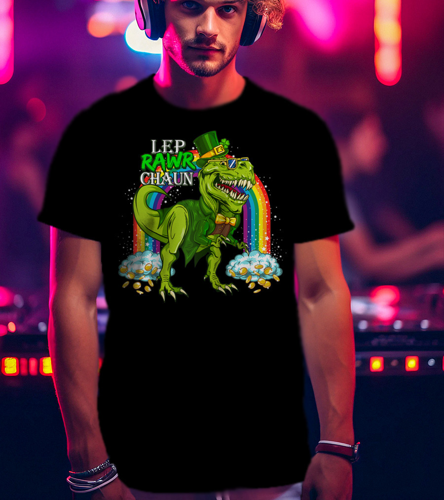 LEP RAWR CHAUN T-Rex Rainbow Coins T-Shirt