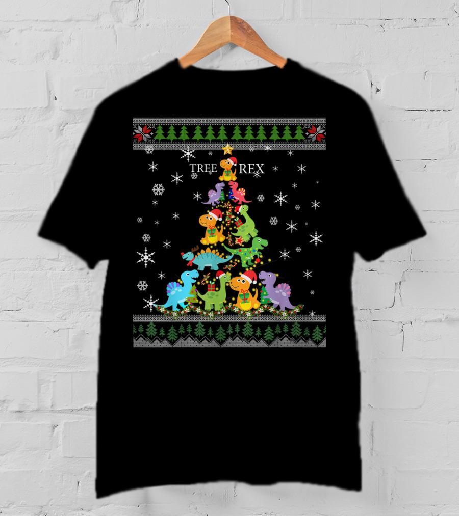 Funny T-Rex Tree Rex Dinosaur Ugly Christmas T-Shirt