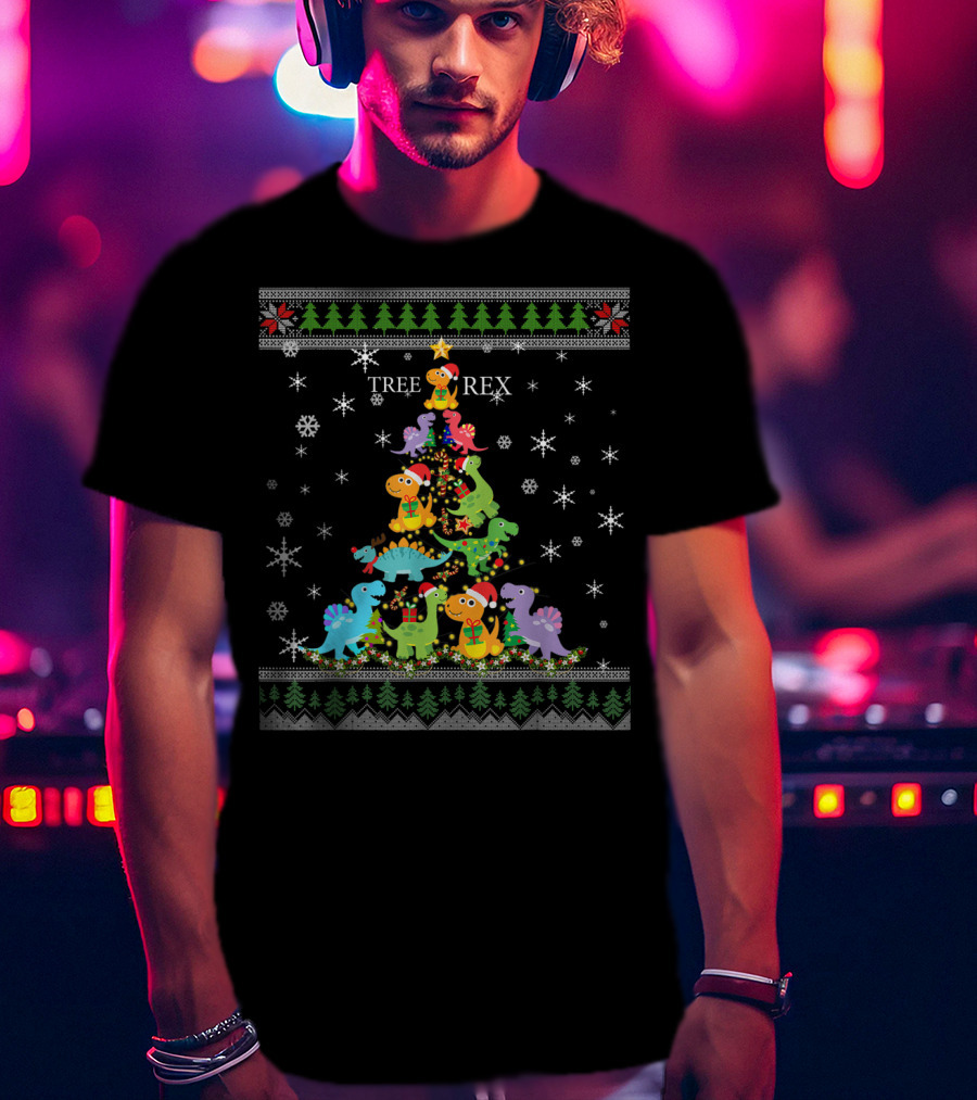 Funny T-Rex Tree Rex Dinosaur Ugly Christmas T-Shirt