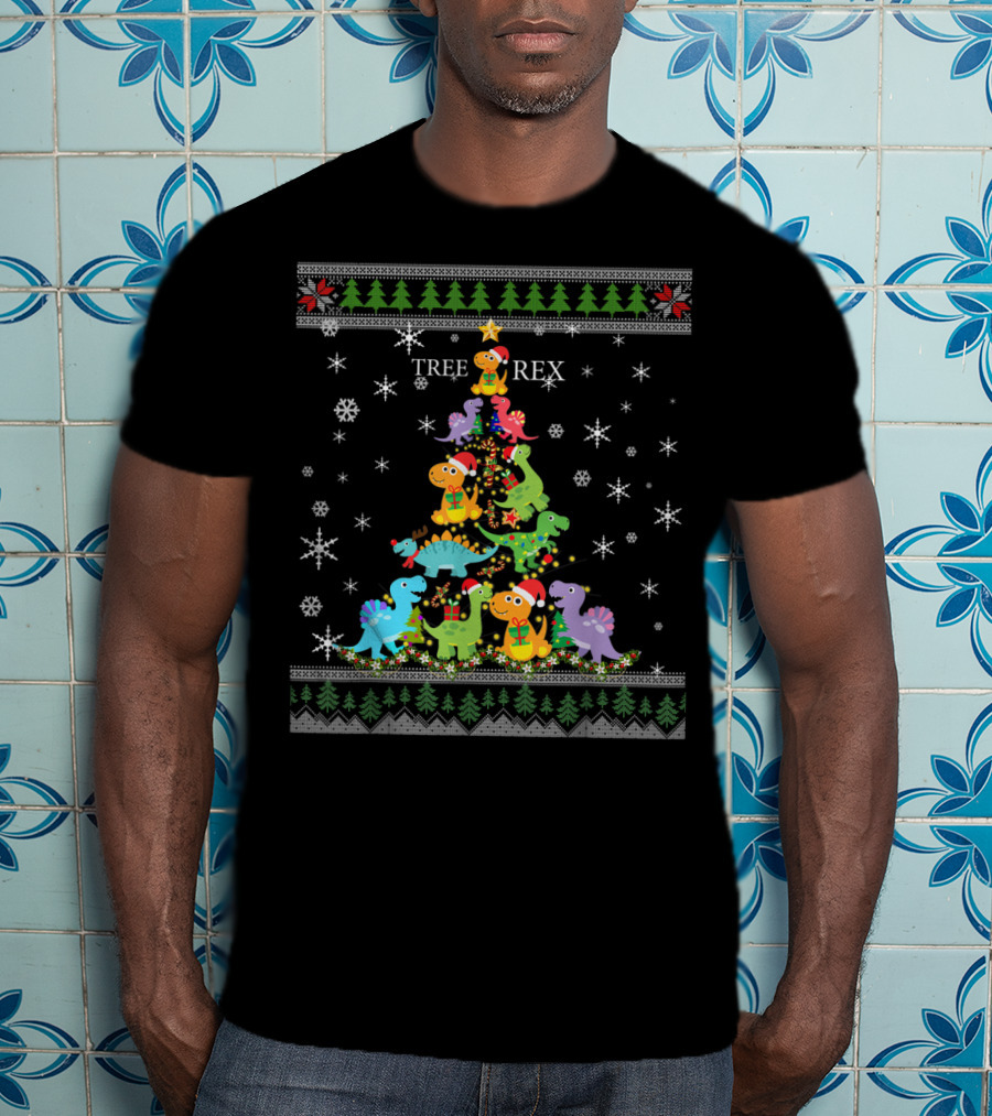 Funny T-Rex Tree Rex Dinosaur Ugly Christmas T-Shirt
