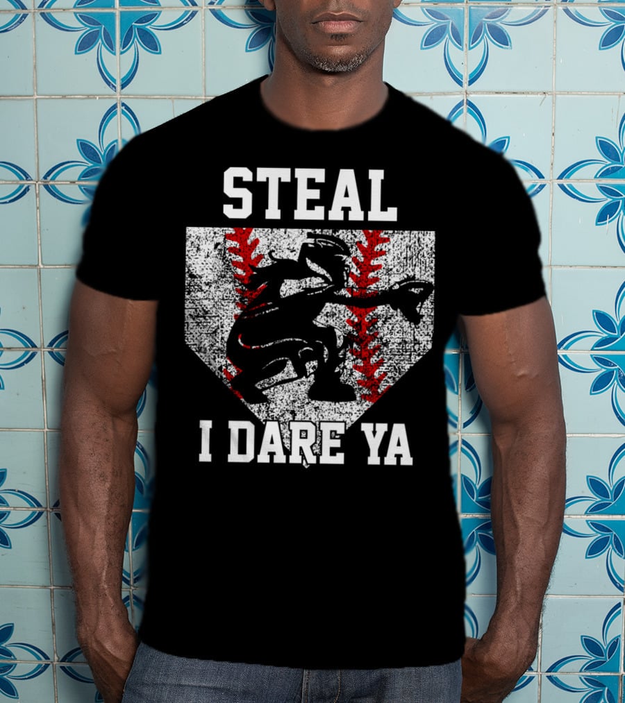 Steal I Dare Ya Girls Softball Catcher T-Shirt