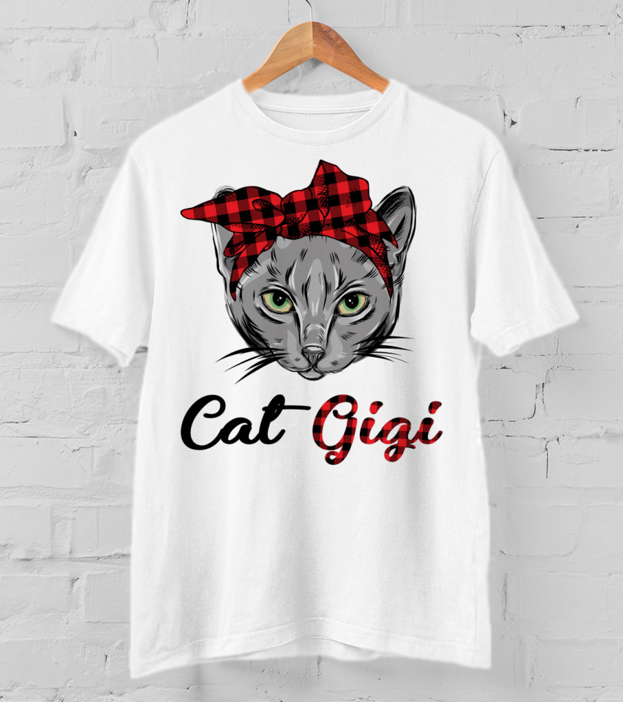 Cat Gigi Buffalo Plaid Grandma Pet T-Shirt