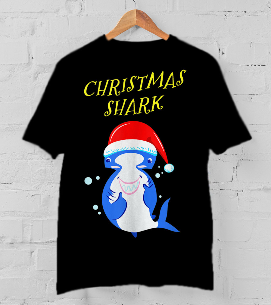 Christmas Shark Hammerhead Santa Hat T-Shirt
