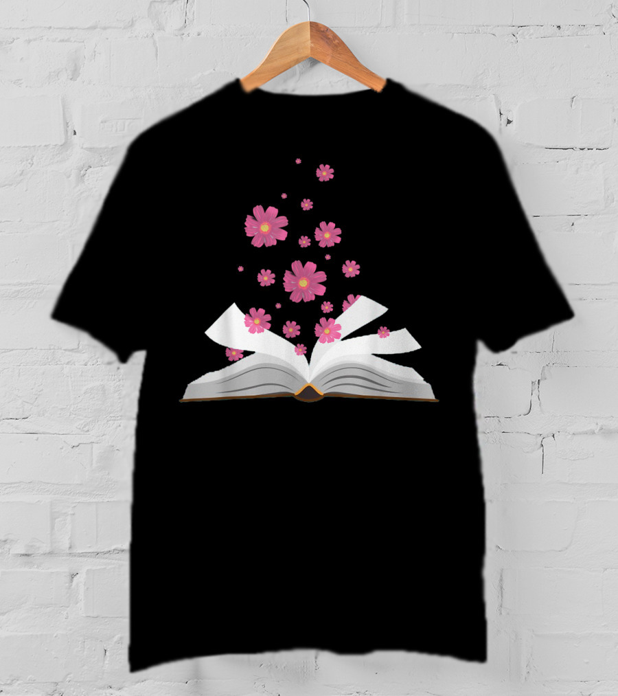 I Love The Aroma Of The Paper Reading With Blossoming Open Book And Floating Flowers T-Shirt