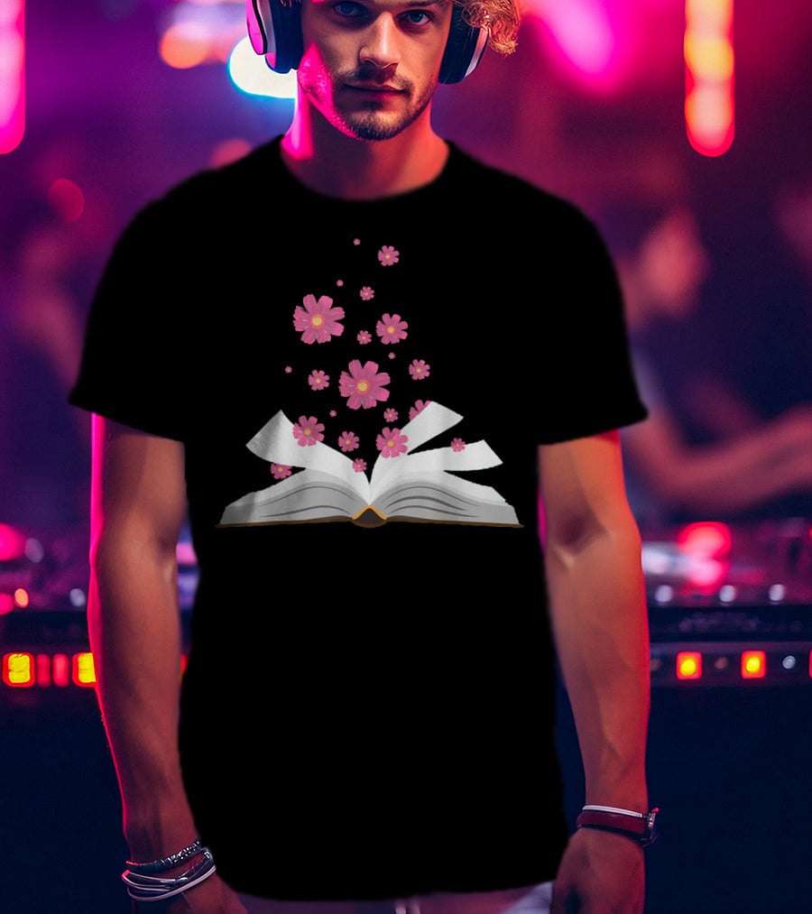 I Love The Aroma Of The Paper Reading With Blossoming Open Book And Floating Flowers T-Shirt