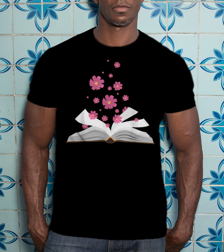 I Love The Aroma Of The Paper Reading With Blossoming Open Book And Floating Flowers T-Shirt
