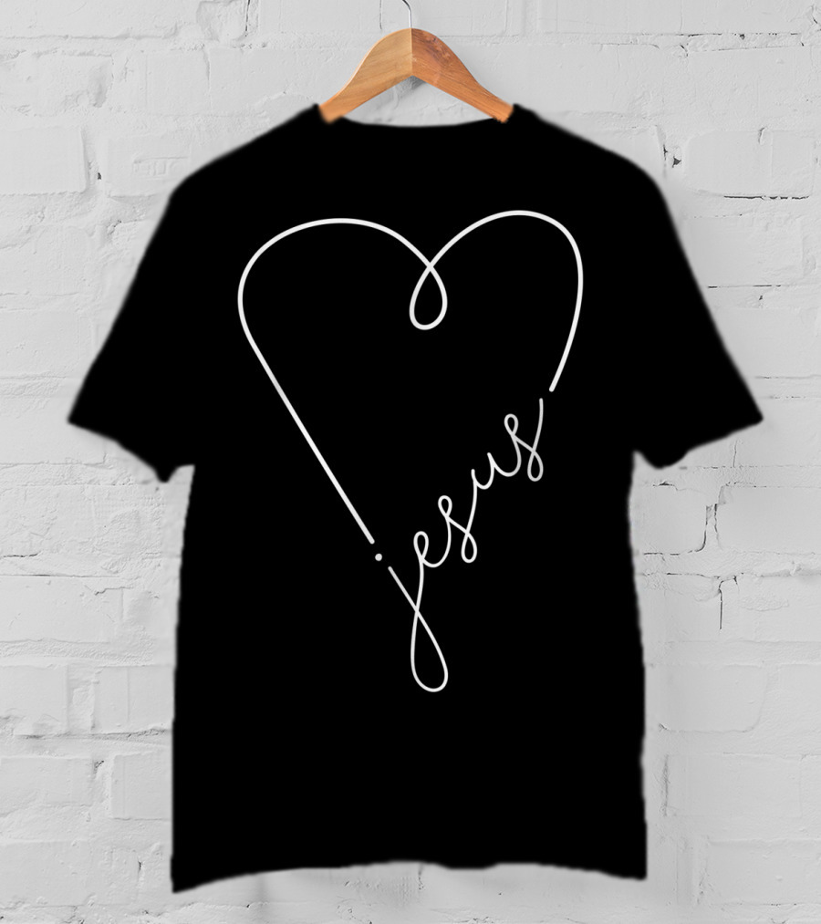 Jesus Script Heart Christian T-Shirt