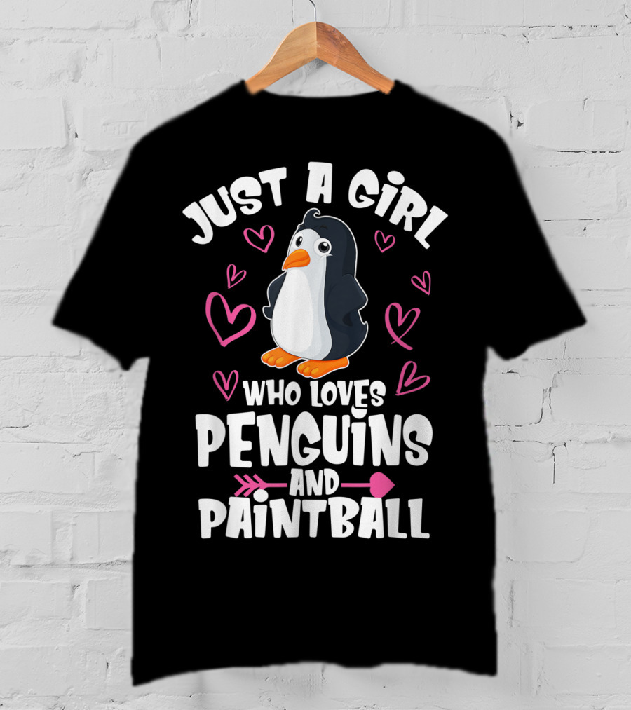 Just A Girl Who Loves Penguins And Paintball Hearts Arrow T-Shirt