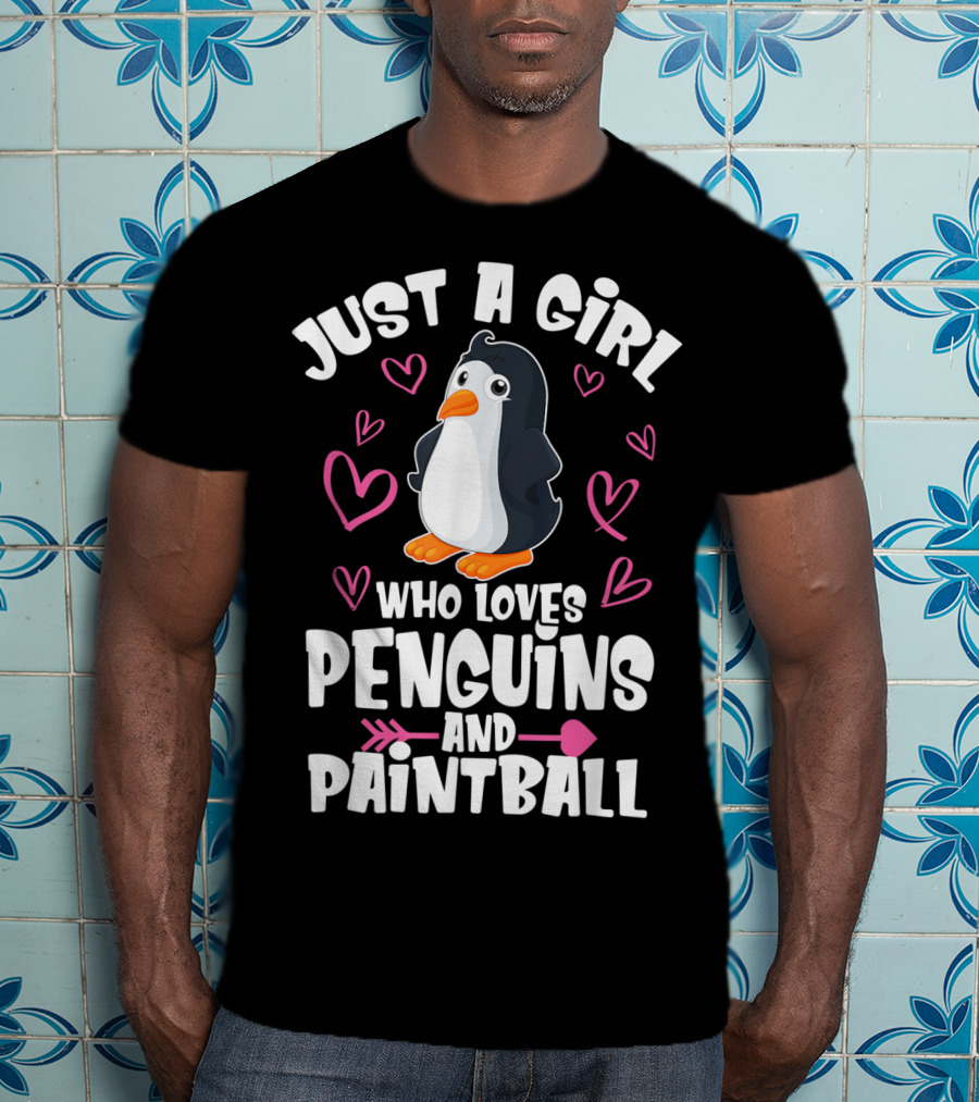 Just A Girl Who Loves Penguins And Paintball Hearts Arrow T-Shirt