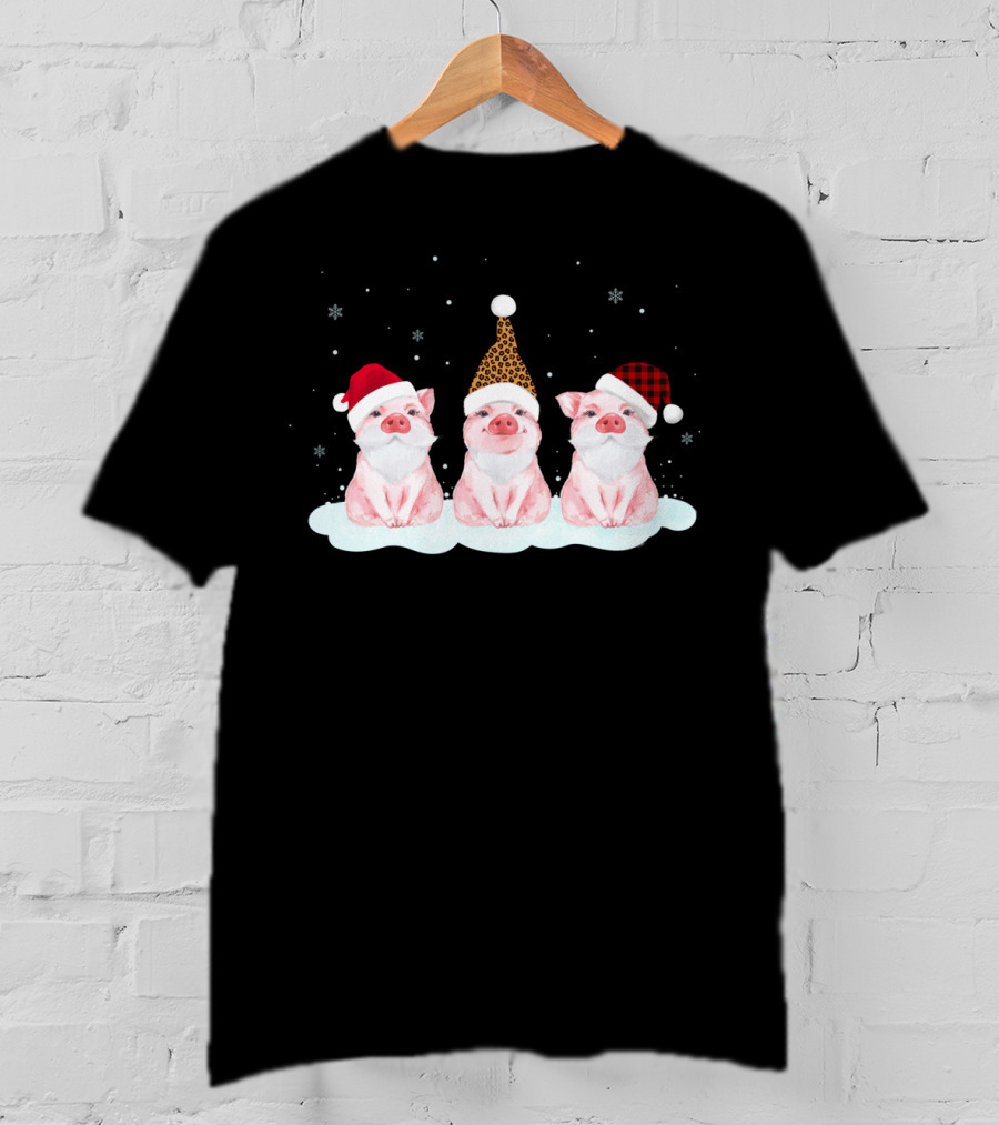 Pig Trio In Santa Hats Just Hangin' With My Santas T-Shirt