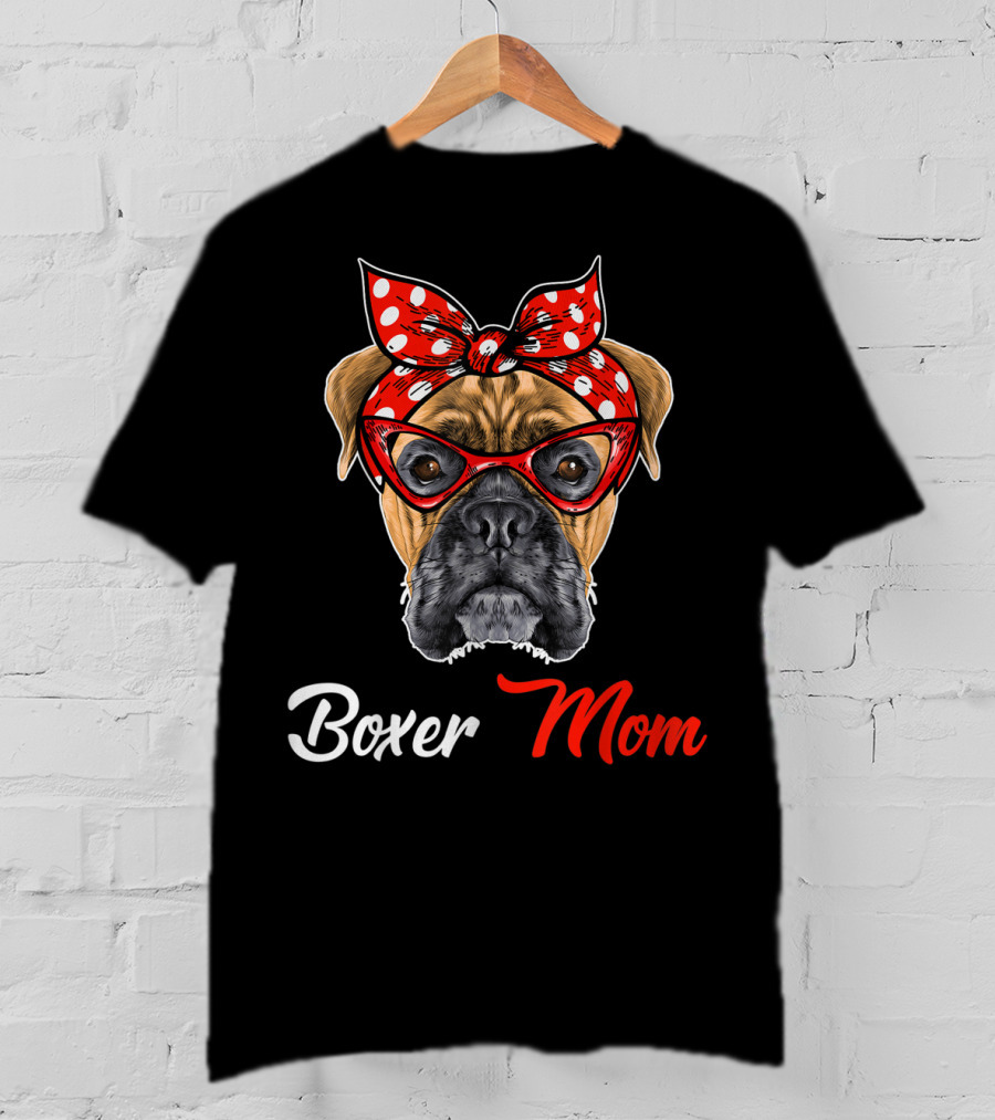 Boxer Mom Bandana Glasses T-Shirt