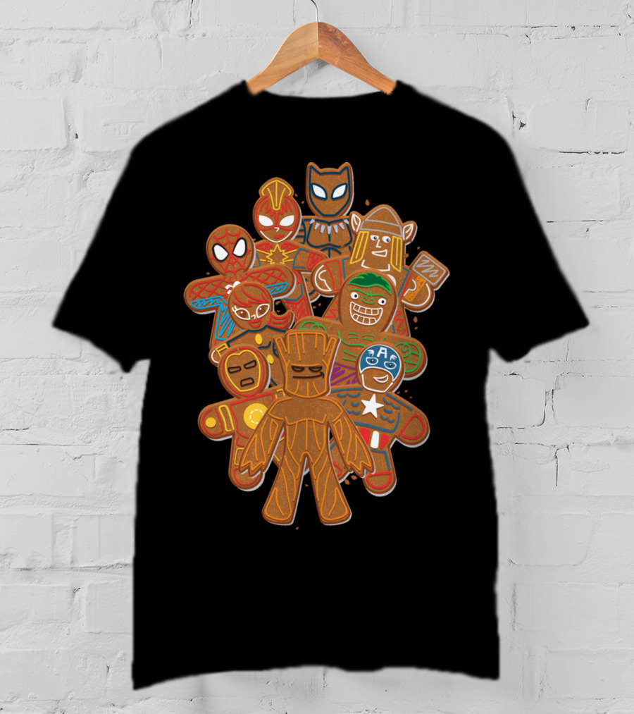 Marvel Avengers Superhero Gingerbread Cookie Cluster T-Shirt