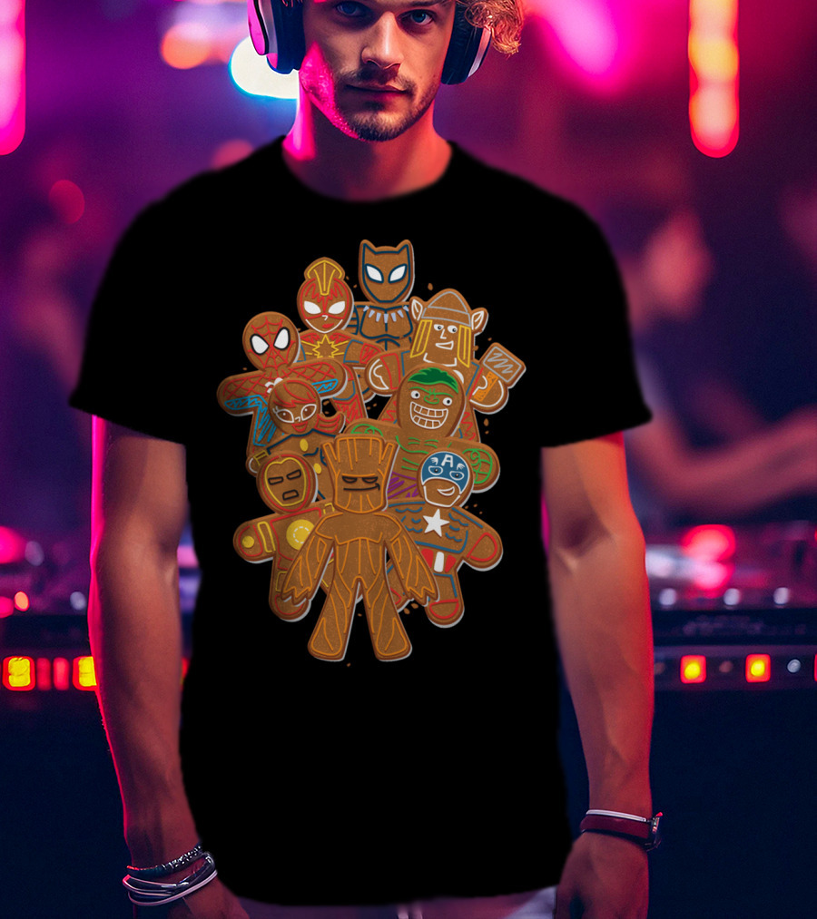 Marvel Avengers Superhero Gingerbread Cookie Cluster T-Shirt