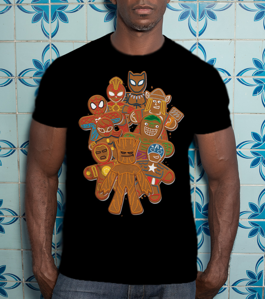 Marvel Avengers Superhero Gingerbread Cookie Cluster T-Shirt