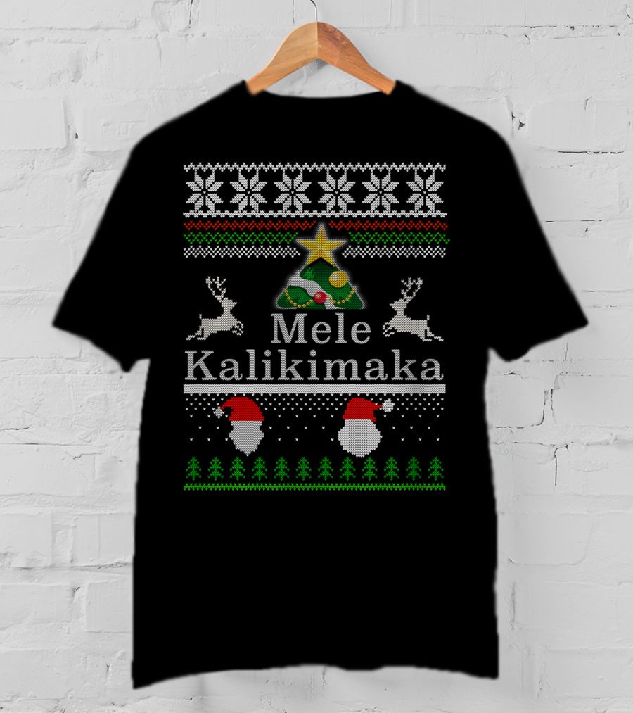 Mele Kalikimaka Christmas Tree Reindeer Santa Ugly T-Shirt