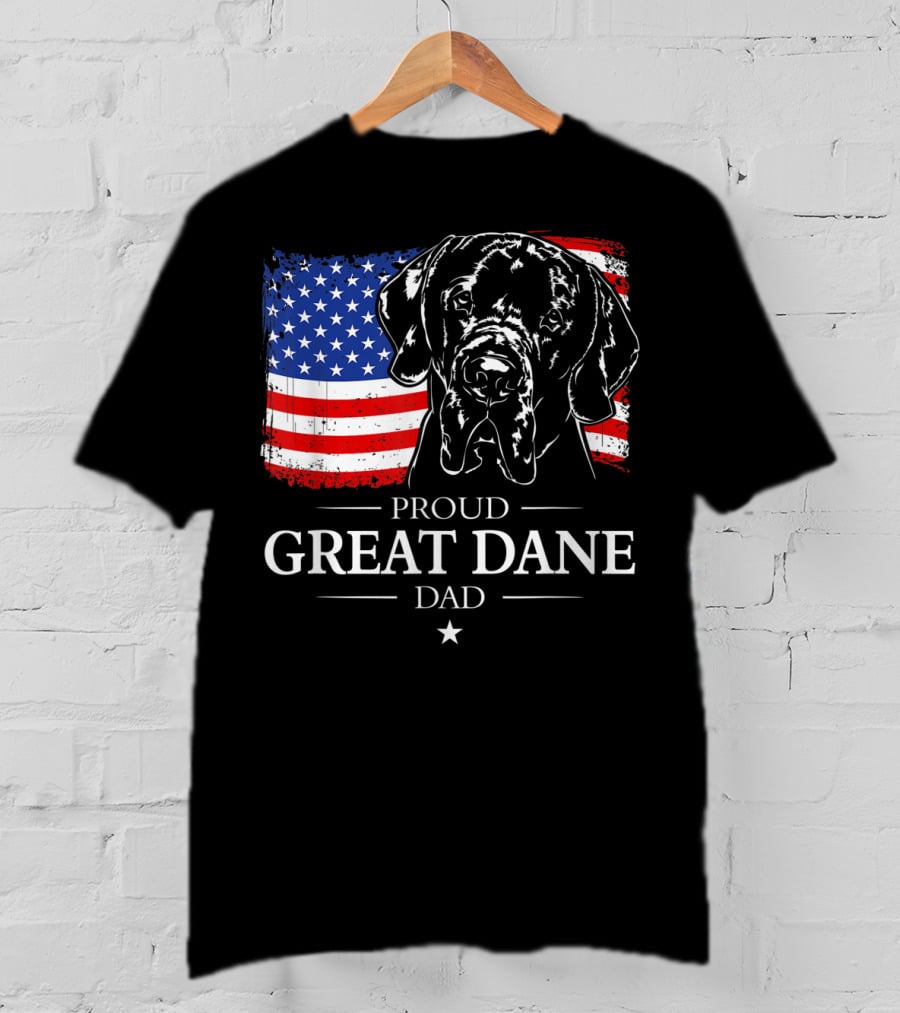 Proud Great Dane Dad With American Flag T-Shirt