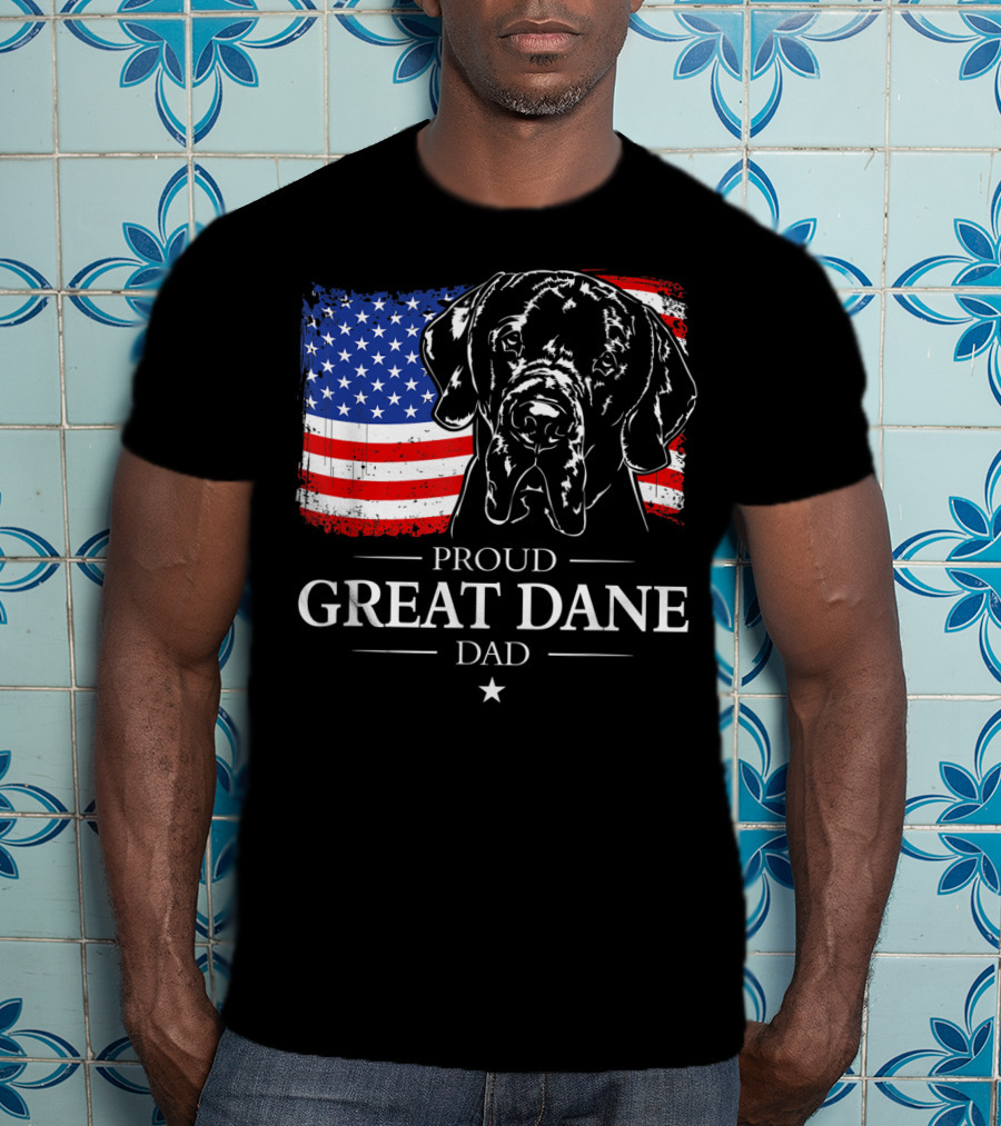 Proud Great Dane Dad With American Flag T-Shirt