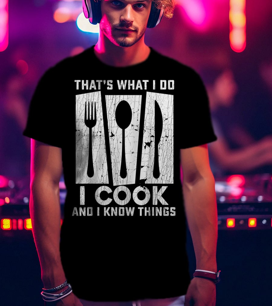 That's What I Do I Cook And I Know Things Fork Spoon Knife T-Shirt