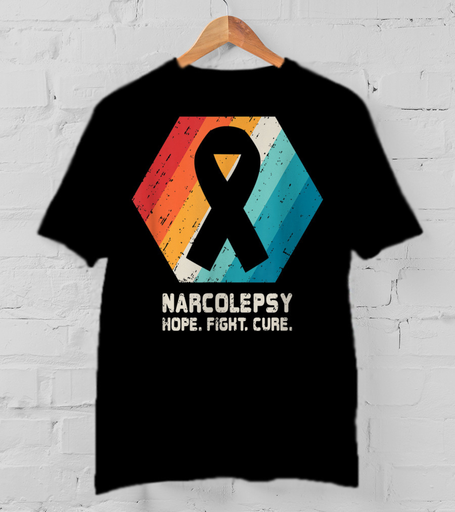 Narcolepsy Hope Fight Cure Ribbon Retro Awareness T-Shirt