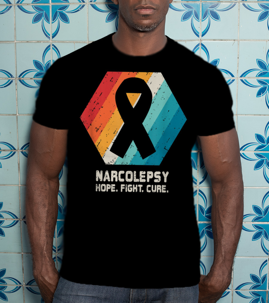Narcolepsy Hope Fight Cure Ribbon Retro Awareness T-Shirt