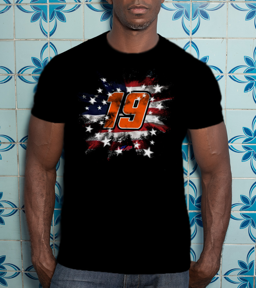 Nascar 19 Martin Truex Jr American Flag Fireworks T-Shirt