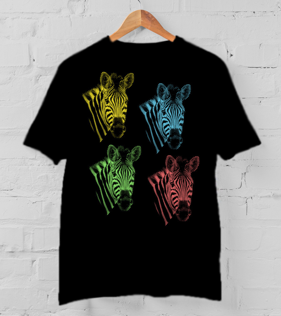 Four Colorful Zebra Pop Art Portraits T-Shirt