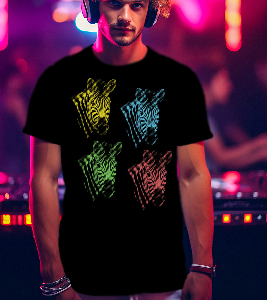 Four Colorful Zebra Pop Art Portraits T-Shirt