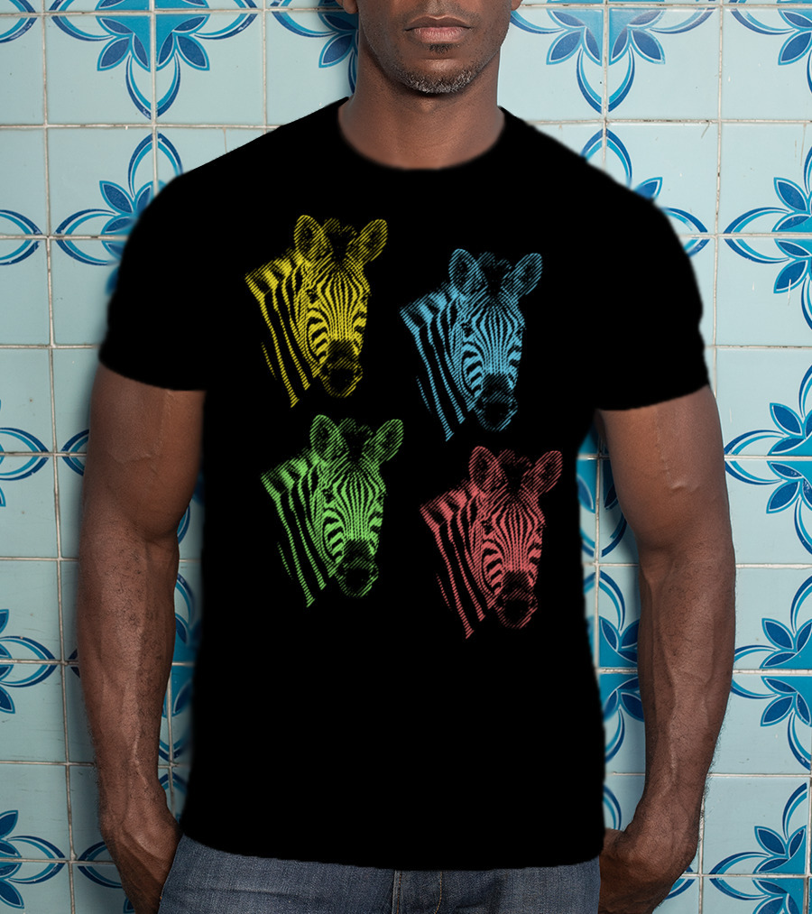 Four Colorful Zebra Pop Art Portraits T-Shirt