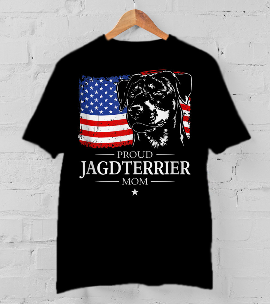 Proud Jagdterrier Mom American Flag T-Shirt