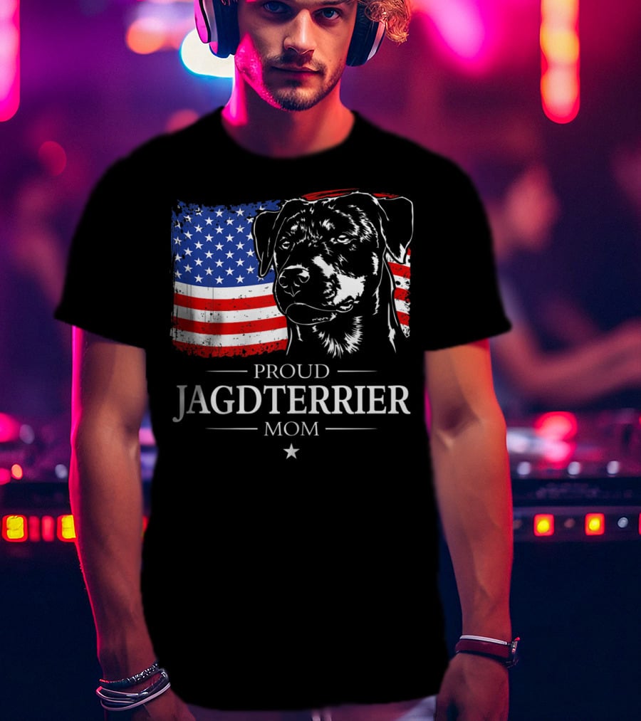 Proud Jagdterrier Mom American Flag T-Shirt