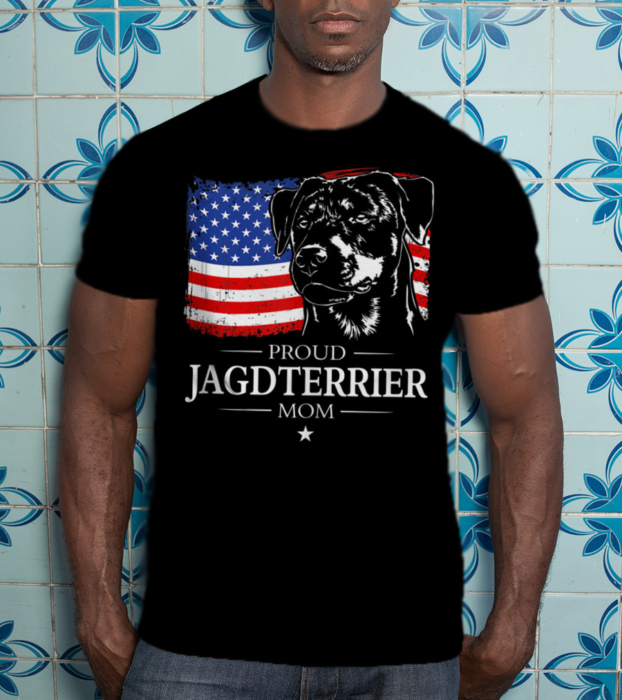 Proud Jagdterrier Mom American Flag T-Shirt