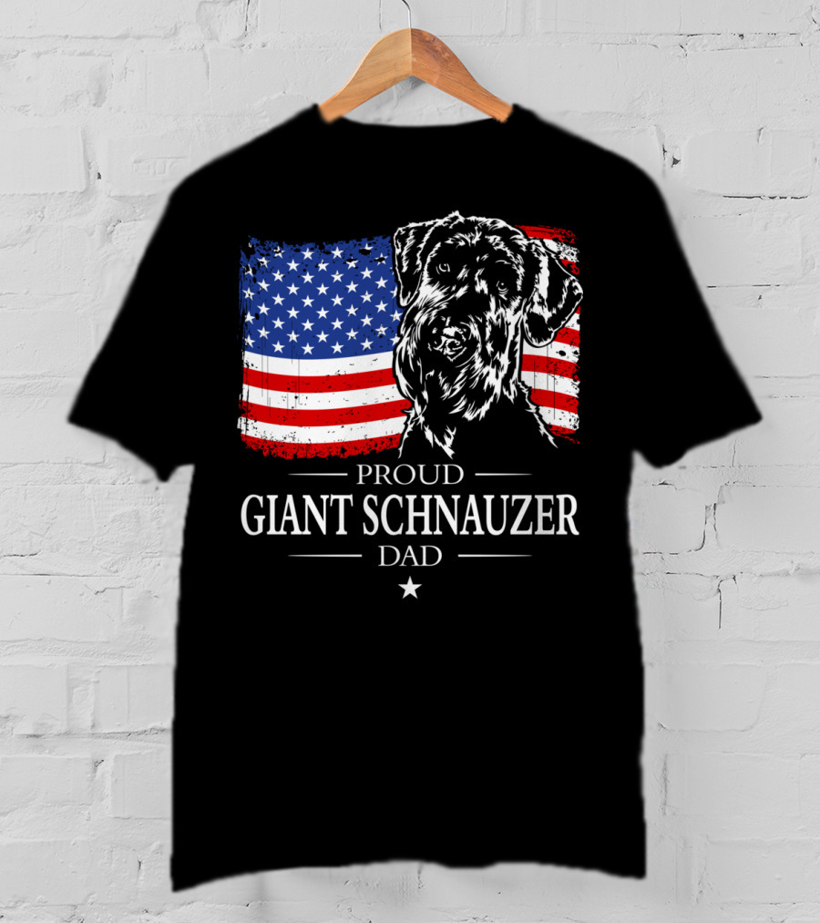 Proud Giant Schnauzer Dad American Flag T-Shirt
